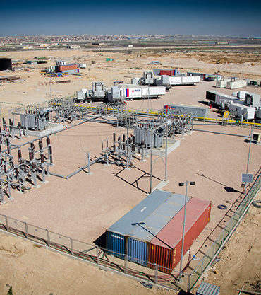 Aerial view of dedicated industrial power station in Egypt serving a polyethylene plant