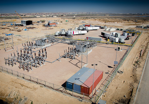 Aerial view of dedicated industrial power station in Egypt serving a polyethylene plant