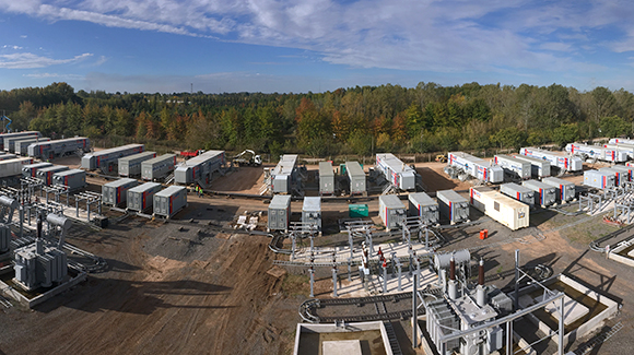 Aerial view of a long-term power plant site using modular technology