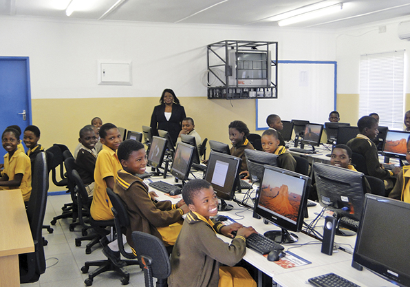 Batswana children using a computer lab