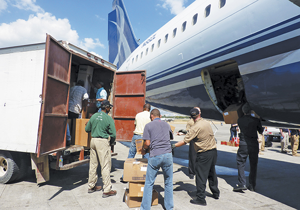 Supplies loaded on plane for Haiti