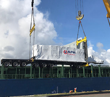 Mobile gas turbine loaded on cargo ship to Puerto Rico