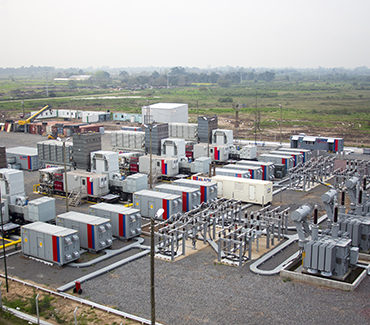 Aerial view of gas turbine power plant in Argentina